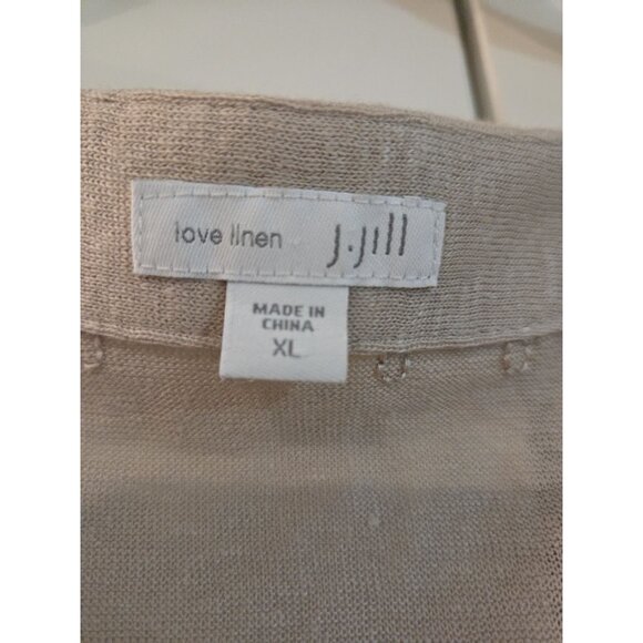 J Jill Love Linen Shirt Embroidered Beaded Sz XL Tan Lagenlook Coastal - Picture 9 of 13